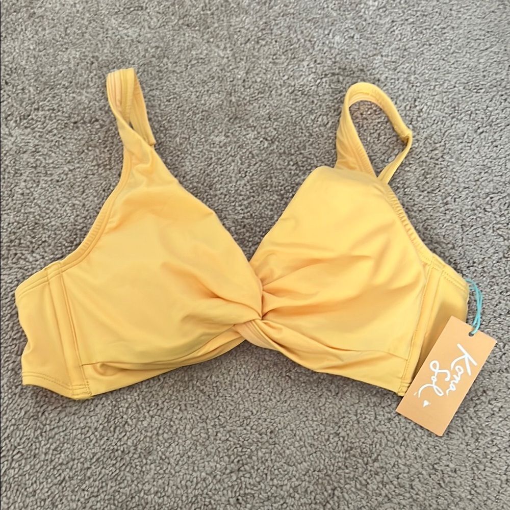 Kona sol Yellow Twist Front Bikini Top